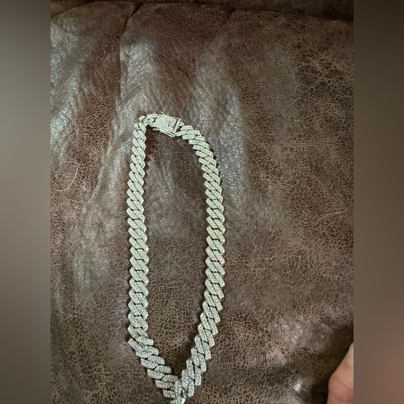 Men’s 18” Iced Out Silver Cuban Link Chain Necklace‎ – Hip Hop Bling Jewelry” - Picture 4 of 8